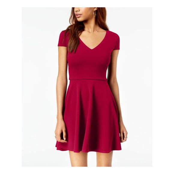 B DARLIN Dresses & Skirts - B DARLIN Womens Red V-back With Tie Short Sleeve Short Dress 11\12